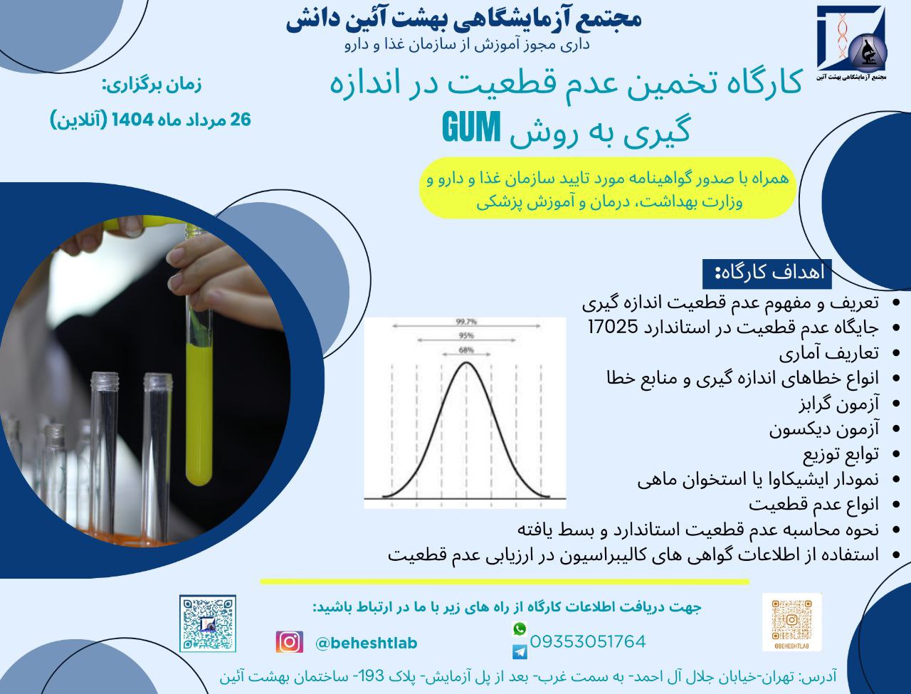  کارگاه تخمین عدم قطعیت در اندازه‌گیری به روش GUM